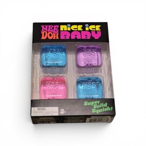 Schylling NeeDoh Nice Ice Baby 4 Pack Squishy Fidget Toy Set Blue Pink Purple